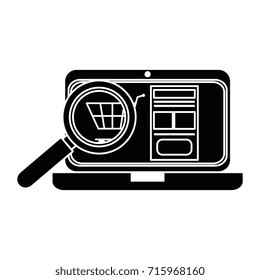 laptop computer with magnifying glass