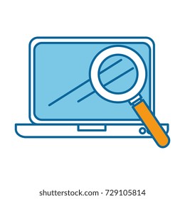 laptop computer with magnifying glass