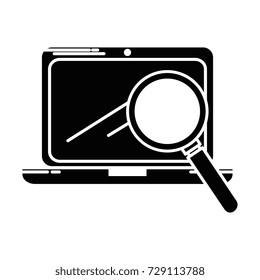 laptop computer with magnifying glass