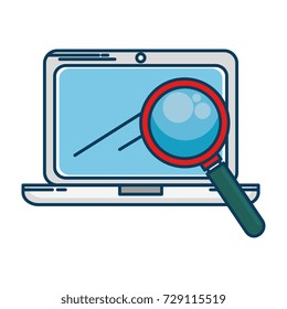 laptop computer with magnifying glass