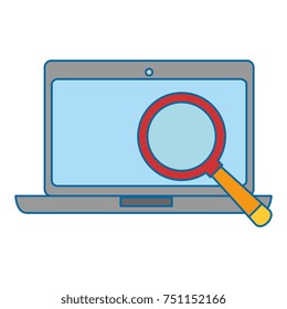 laptop computer with magnifying glass