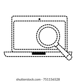 laptop computer with magnifying glass
