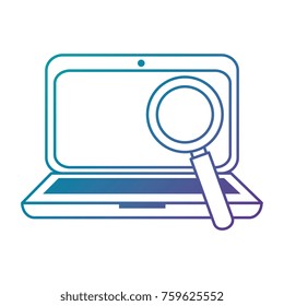 laptop computer with magnifying glass