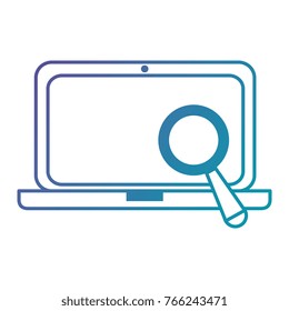 laptop computer with magnifying glass