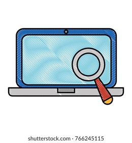laptop computer with magnifying glass
