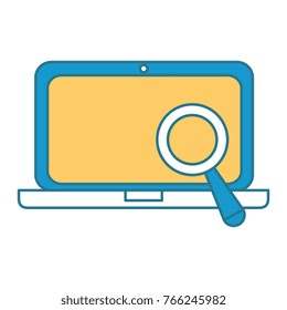 laptop computer with magnifying glass