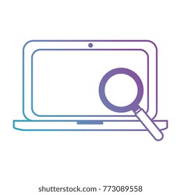 laptop computer with magnifying glass