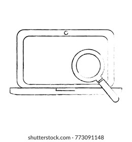 laptop computer with magnifying glass