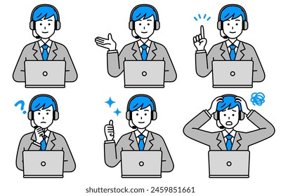Laptop computer and male operator set