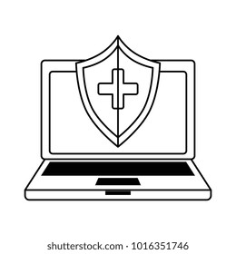 laptop computer with medical shield
