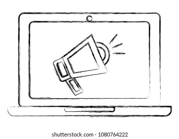 laptop computer with megaphone