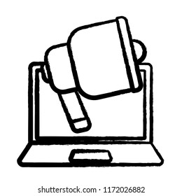 laptop computer and megaphone