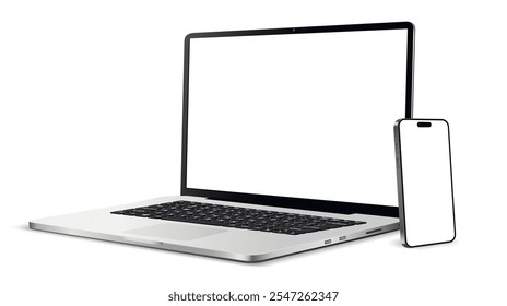 Laptop computer and mobile phone for mockup and responsive website