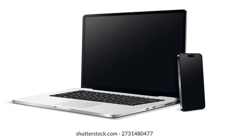 Laptop e telefone celular para mockup e site responsivo