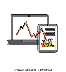 laptop computer mobile screen chart graph business app