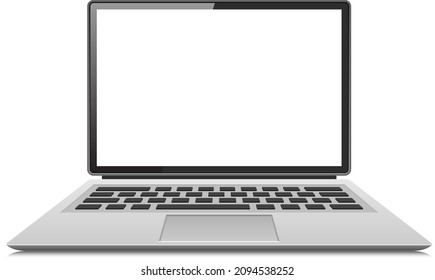 Modelación de la computadora portátil. Ilustración con portátil sobre fondo blanco. Tecnología de negocios. 
Tecnología de Internet. Concepto de oficina en el hogar.