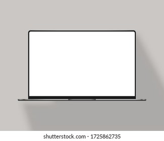 Laptop computer mockup with soft shadow. Mockup scene. Vector illustration.