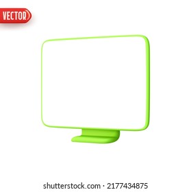 Laptop computer monitor. Realistic 3d design element In plastic cartoon style. Icon isolated on white background. Vector illustration