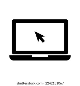 Laptop and computer mouse cursor icon. Vector.