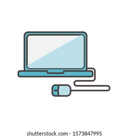 laptop computer mouse social media icon vector illustration