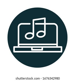 ilustración vectorial de estilo de bloque de sonido de aplicación de equipo portátil