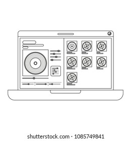 laptop computer with music player app