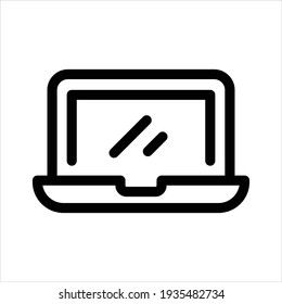 Laptop computer or notebook computer flat icon for apps and websites, Outline laptop icon isolated on white background, Wireless technology, portable computer sign. Vector illustration