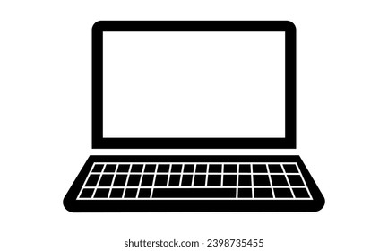 Laptop computer or notebook flat icon isolated on transparent background.