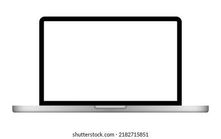 Laptop, computer, notebook mockup on background. Blank PC screen on white isolated. Realistic laptop monitor front. Vector. Opened laptop, modern portable desktop.
