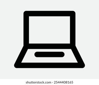 Laptop Computer Notebook Personal Fold Open Work Study Type Monitor Electronic Device Display Screen Flat Sign Icon Shape Outline Black White Vector