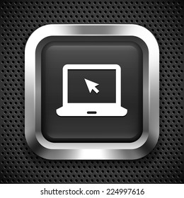 Laptop Computer on Black Square Button