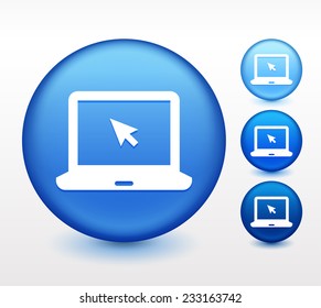 Laptop Computer on Blue Round Button