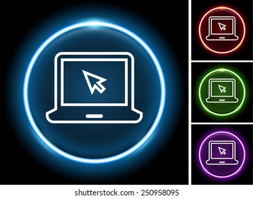 Laptop Computer on  Color Round Buttons