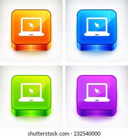 Laptop Computer on Color Square Buttons