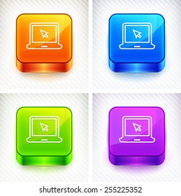 Laptop Computer on Color Square Buttons