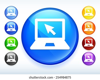 Laptop Computer on Colorful Round Button