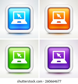 Laptop Computer on Colorful Square Buttons