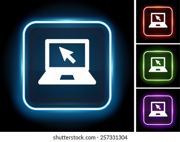 Laptop Computer on Glow Square Button