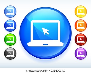 Laptop Computer on Multi Color Round Button