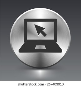 Laptop Computer on Silver Round Button