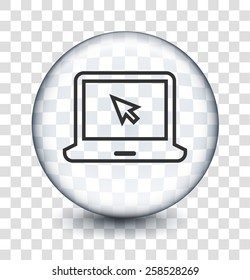 Laptop Computer on Transparent Round Buttons