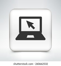 Laptop Computer on White Square Button