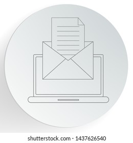 Laptop computer with open envelope icon. Vector illustration.