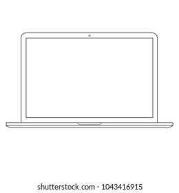 Laptop computer outline black color vector eps10. opened laptop Computer outline  vector eps10. Laptop computer front view outline front view