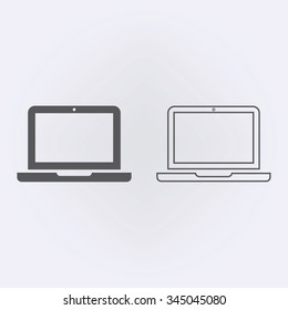 Laptop Computer Outline Icon . Vector Illustration