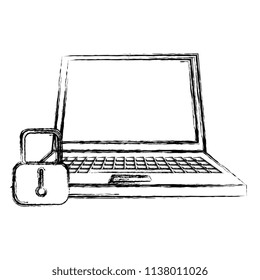 laptop computer with padlock