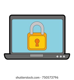 laptop computer with padlock