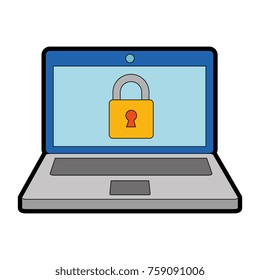 laptop computer with padlock