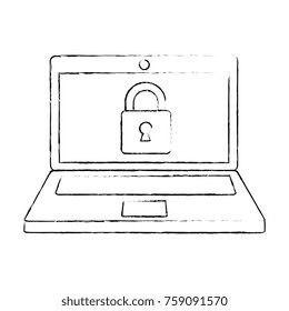 laptop computer with padlock