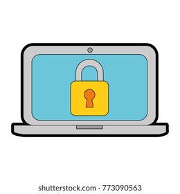 laptop computer with padlock